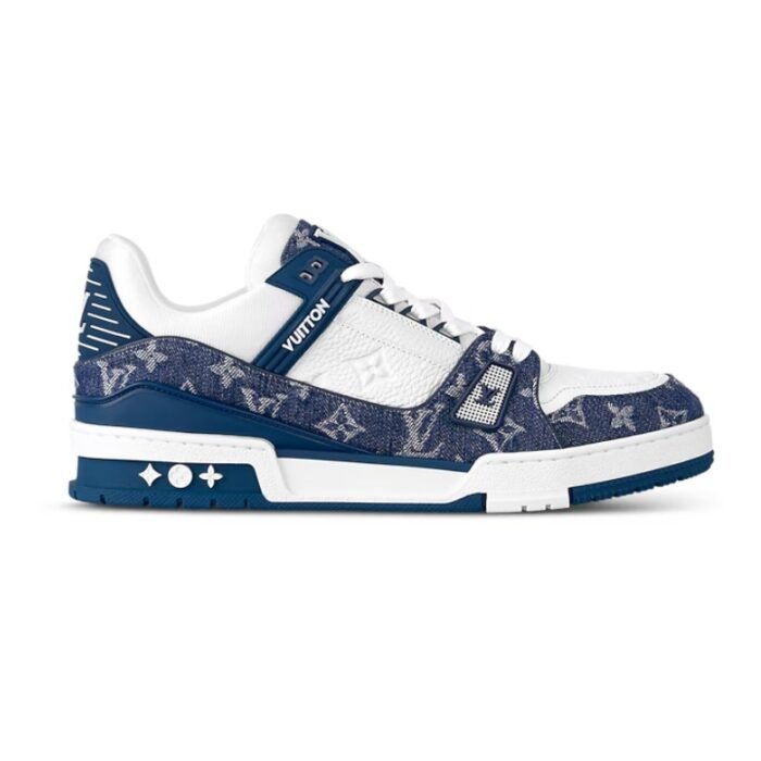 Louis Vuitton LV Trainer Monogram Denim – White Blue - Image 1
