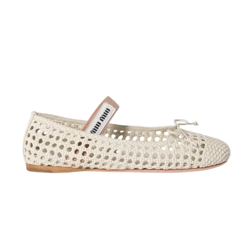 IMG_7223.webp Miu Miu Woven Nappa Leather Ballerinas - Image 1