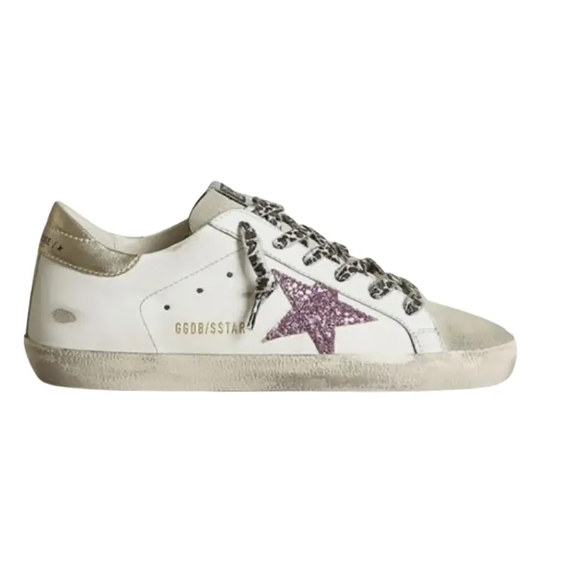 IMG_7458.webp Golden Goose Super- (Pink) Star with/ Glitter & Gold Heel Tab - Image 1