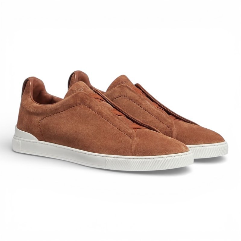 IMG_7597.jpeg Zegna Suede Triple Stitch Tobacco Men’s - Image 1