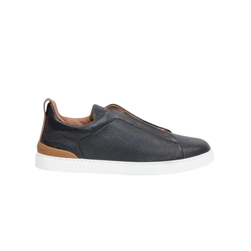 IMG_8469.webp ZEGNA Black & Brown Deerskin Triple Stitch - Image 1