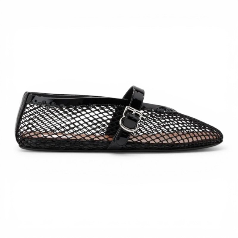 IMG_9444.jpeg Alaia Fishnet Ballerina Flats | Black - Image 1